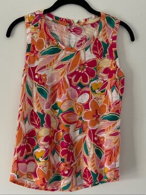 Women’s Floral Sleeveless Tank Top - Pink, Orange & Green